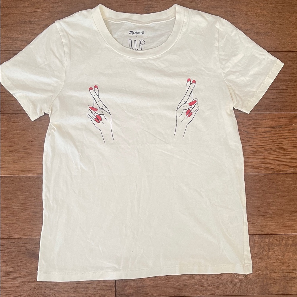 Madewell x U.P. unfortunate portrait Cream Graphic Nail-Detail Crewneck Tee